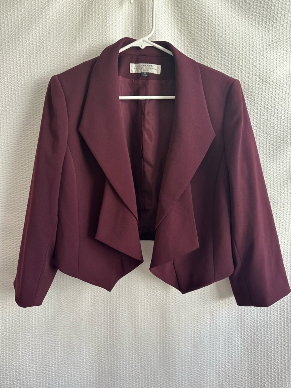 Tahari ASL Women's Burgundy Red Open Front Blazer Size: 8 Petite